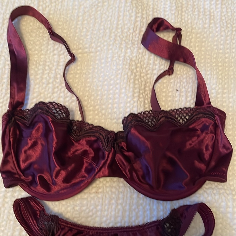 NWOT Vintage Victorias Secret Second Skin Satin Bra and Panty set - 36C and L.​ - Picture 3 of 10